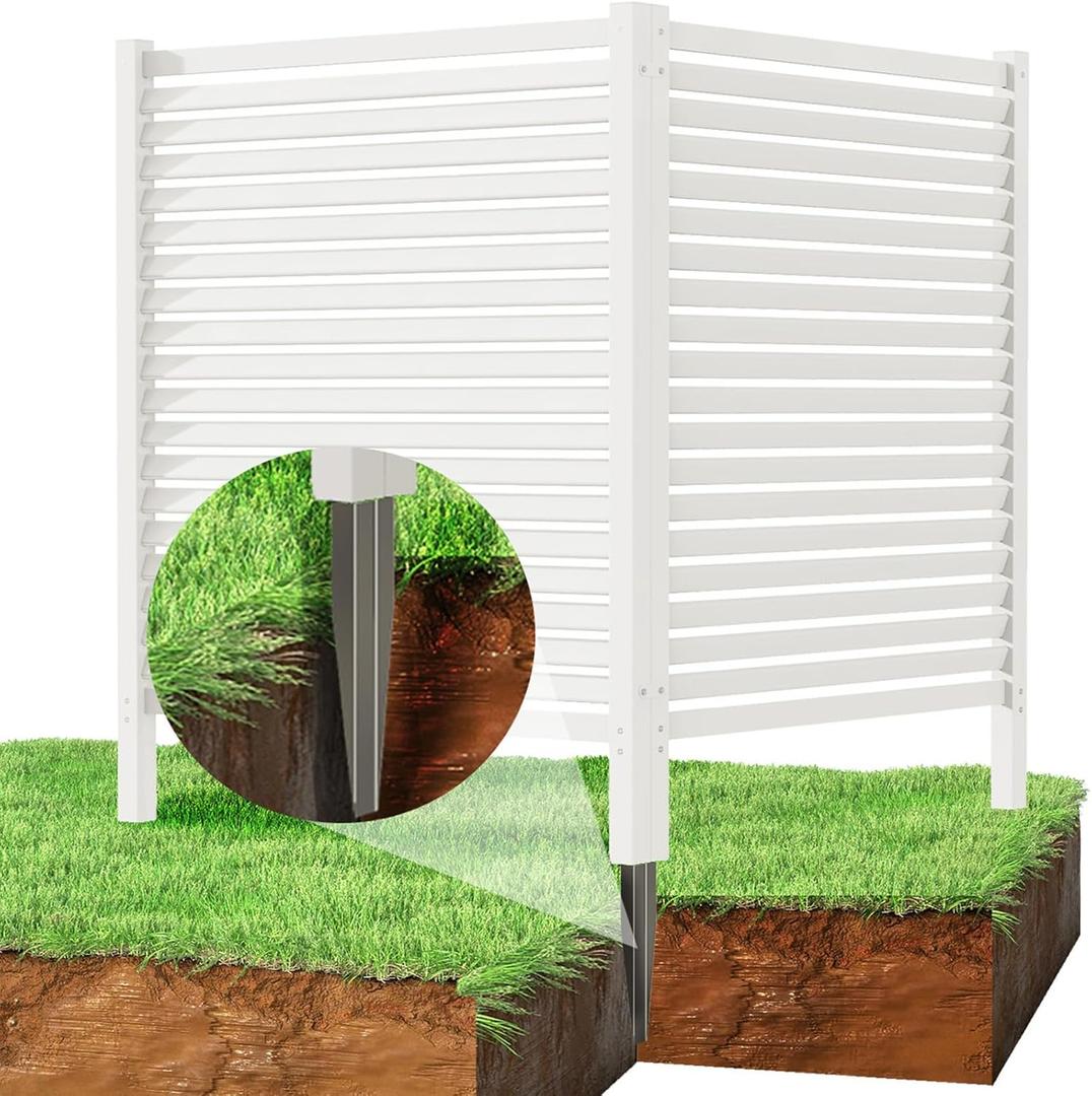 Vinyl Privacy Fence for Air Conditioner, 45" W X 36" H Trash Cans Enclosure - No Dig Fence Panels AC Unit Cover, Garden Privacy Screen, Easy Install White Vinyl Enclosure for Backyard & Patio (36x45-Horizontal-White)