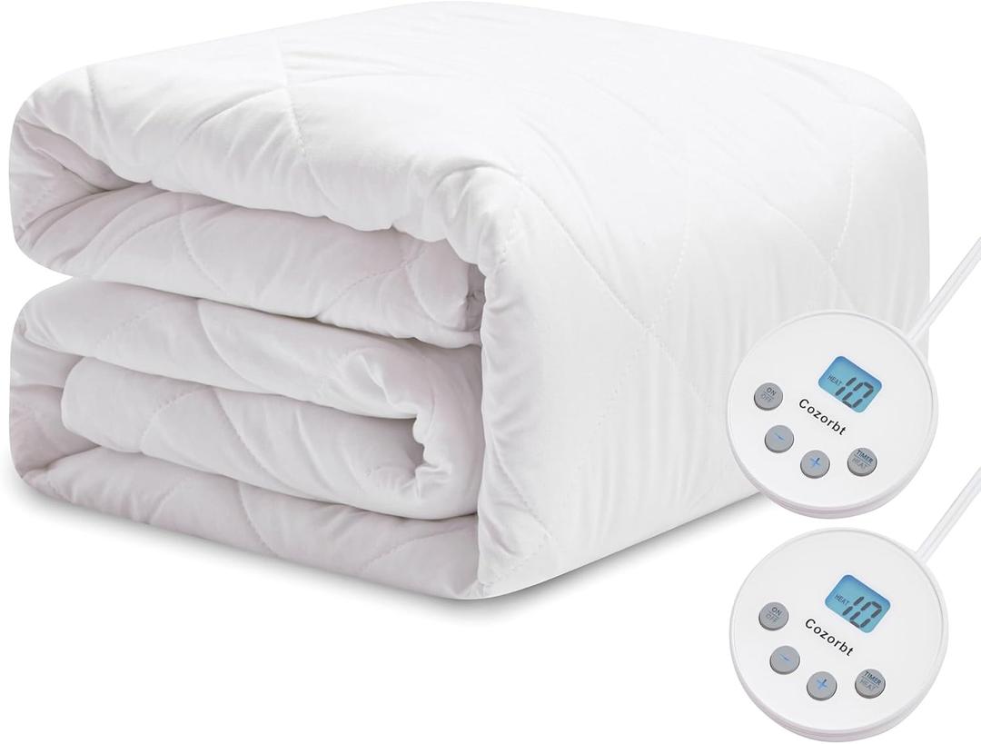 Heated Diamond Quilted Mattress Pad,Queen Size Dual Control,Soft Bed Warmer,10 Heat Settings,1-12 Hours Auto-Off,Fast Heating,ETL Certified,Machine Washable,Fit Up to 18" Deep Pocket,60"x80"