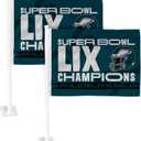 FANMATS 46246 2024-25 Super Bowl LIX Champions - Philadelphia Eagles Car Flag | Green | 11" x 14" | Super Bowl LIX Champions Logo 2 pack