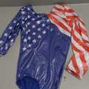 Gymnastics Leotards for Toddler Girls Patriotic Sparkle Red Blue Athletic Dancewear B146_US_6A, Size: 7-8 Years