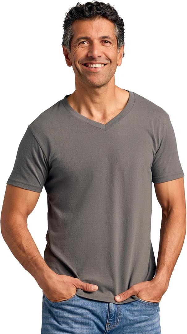 True Classic Mens V Neck T Shirts  Soft, Fitted Undershirts for Men Pack  Mens Undershirts  Cotton Blend, Tag-Free (XX-Large, Carbon)