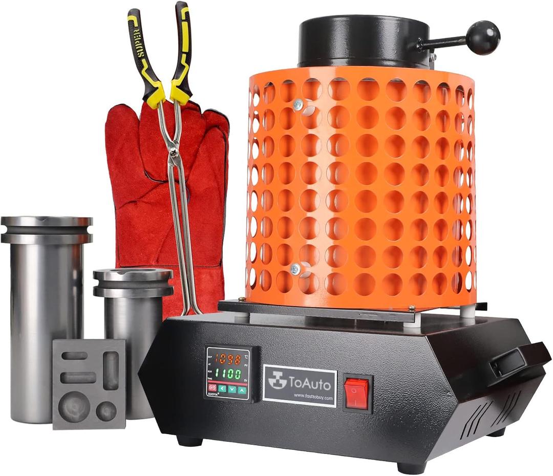 TOAUTO Upgraded Gold Melting Furnace TGF3000-V1.1, 1+3 KG Electric Digital Smelting Furnace 1400W 2100F PID Smelter Kiln Kit Casting Refining Jewelry Precious Metals Gold Silver Copper Aluminum (110V)