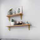 Luzen 2Pcs Fan Shaped Metal Shelf Brackets - Wall Mounting Modern Decorative Shelving Brackets with Screws Hardware for Home Office, Gold