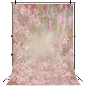 5x7ft Soft Fabric Abstract Floral Backdrop - Pink Painting Flower Fantasy Background for Photography, Baby Showers, Newborn & Maternity Shoots Props