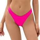 Bellecarrie Women's Cheeky Brazilian Bikini Bottoms Low Rise High Cut Swim Bottom (Hot Pink, Small)