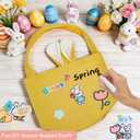 Easter Baskets for Kids, Bunny Easter Basket Set 3-Pack for Egg Hunt, Reusable Velvet Easter Basket with Bunny Ears for Easter Games, Party Gifts & Spring Decoration (Blue, Pink, Yellow)