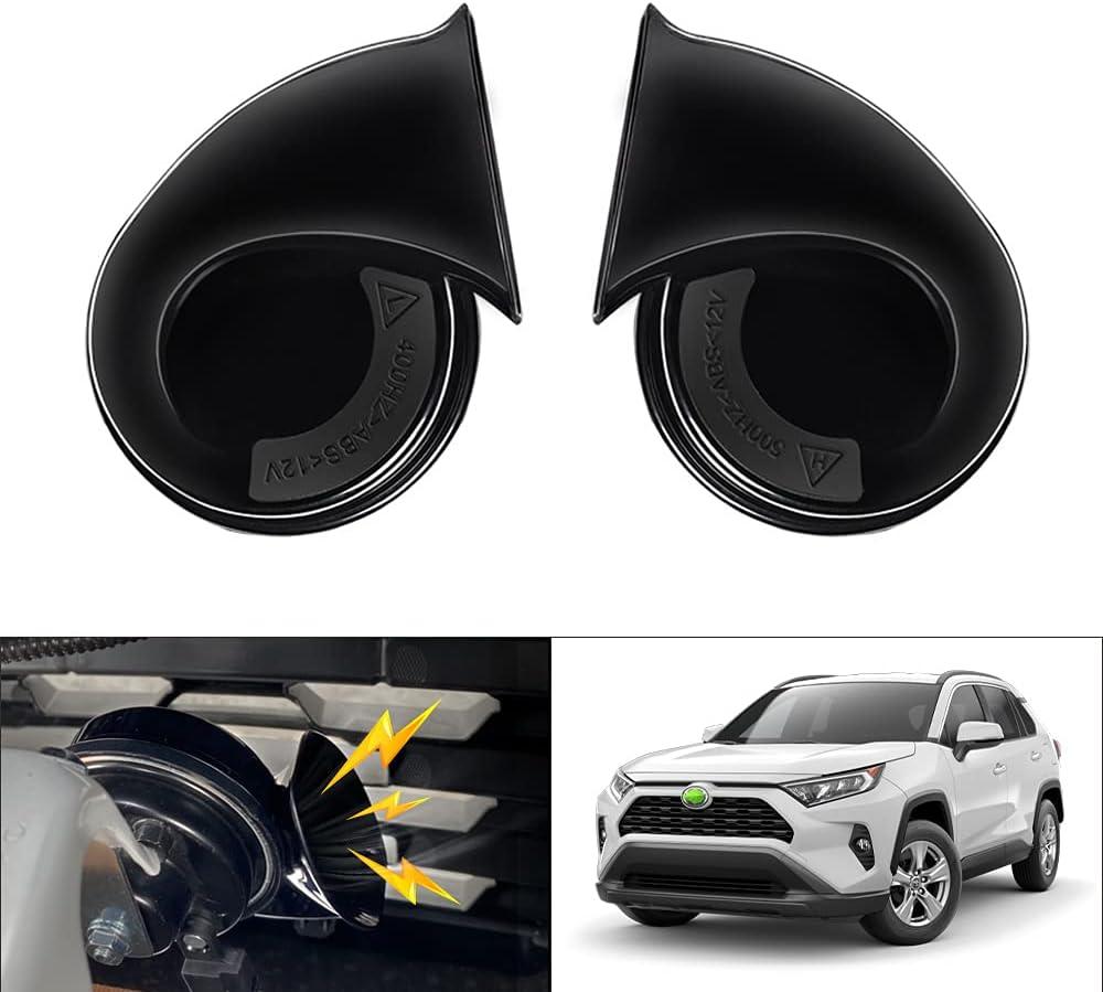 Electric Horn Autorder Car Horn Kit for Toyota RAV4 2025 2024 2023 2022 2021 2020 2019 Accessories 12V Snail Horn Waterproof High Low Tone Car Trumpet Replacement (Black), Standart Sizes
