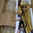 Dimmable Floor Lamp, Industrial Floor Lamps for Living Room, Gold Tree Lamp Standing Lamp Tall Lamps with 3 Elegant Teardrop Cage Head & 800 Lumens LED Bulbs for Living room Bedroom Office Dining Room (Gold-70 inches)