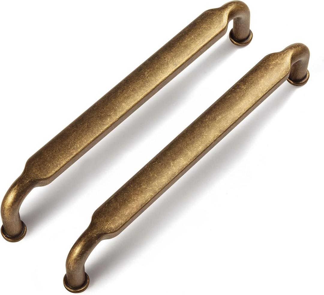Goo-Ki 5 Inch Hole Center Cabinet Pulls Antique Brass Zinc Alloy Kitchen Drawer Pull Handles, 6 Pack Antique Bronze Retro Brass Hardware for Furniture,2202-GT-128