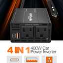 400W Car Power Inverter - Dual DC 12V to 110V AC Car Plug Adapter Outlets, Fast Charging USB C 65W & 24W Port, Power Inverters for Vehicles, Laptop Car Charger, Road Trips