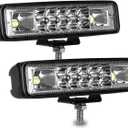 6 Inch Led Pods Light Bar Slim 60W 10000Lm 12V/24V Driving Fog Light Waterproof Combo Flood Spot Lights for Trucks Off Road ATV UTV Golf Cart Trailer 2 Pack