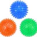 petizer 3-Pack 3.5 Squeaky Dog Toy Balls, Floating Dog Pool Balls, Spiky Dog Balls Water Toys, Durable Interactive Fetch Toys for Puppy, Dog Chew Toys for Teething (3.5", Medium/Large Dog) (Blue+Orange+Green)