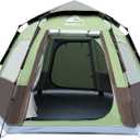 Hewolf 2/3/4 Person Camping Tent - Instant Pop Up Waterproof 2 Doors Tent with Easy Setup | 3-Season Hexagonal Dome Design for Family, Hiking & Traveling
