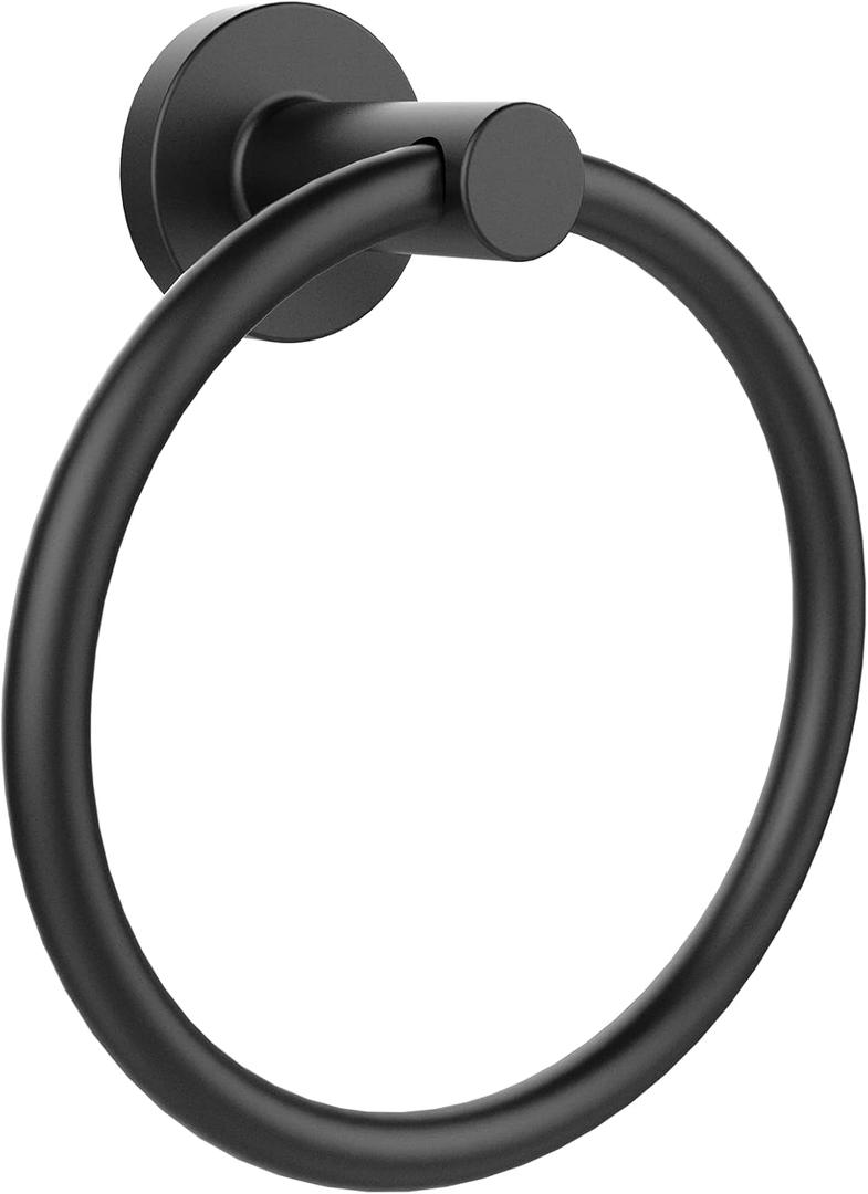 SetSail Towel Holder for Bathroom Wall Matte Black Towel Ring Stainless Steel Hand Towel Holder Heavy Duty Towel Hanger for Bath, Kitchen (1 pack)
