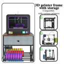 DALEMHOME 3D Printer Stand with Storage, 3D Printer Table with Power Outlet, Sturdy Metal Frame Workstation with Fabric Drawer for 3D Printing, Rustic Brown, 23.6" L x 23.6" W x 31.5" H