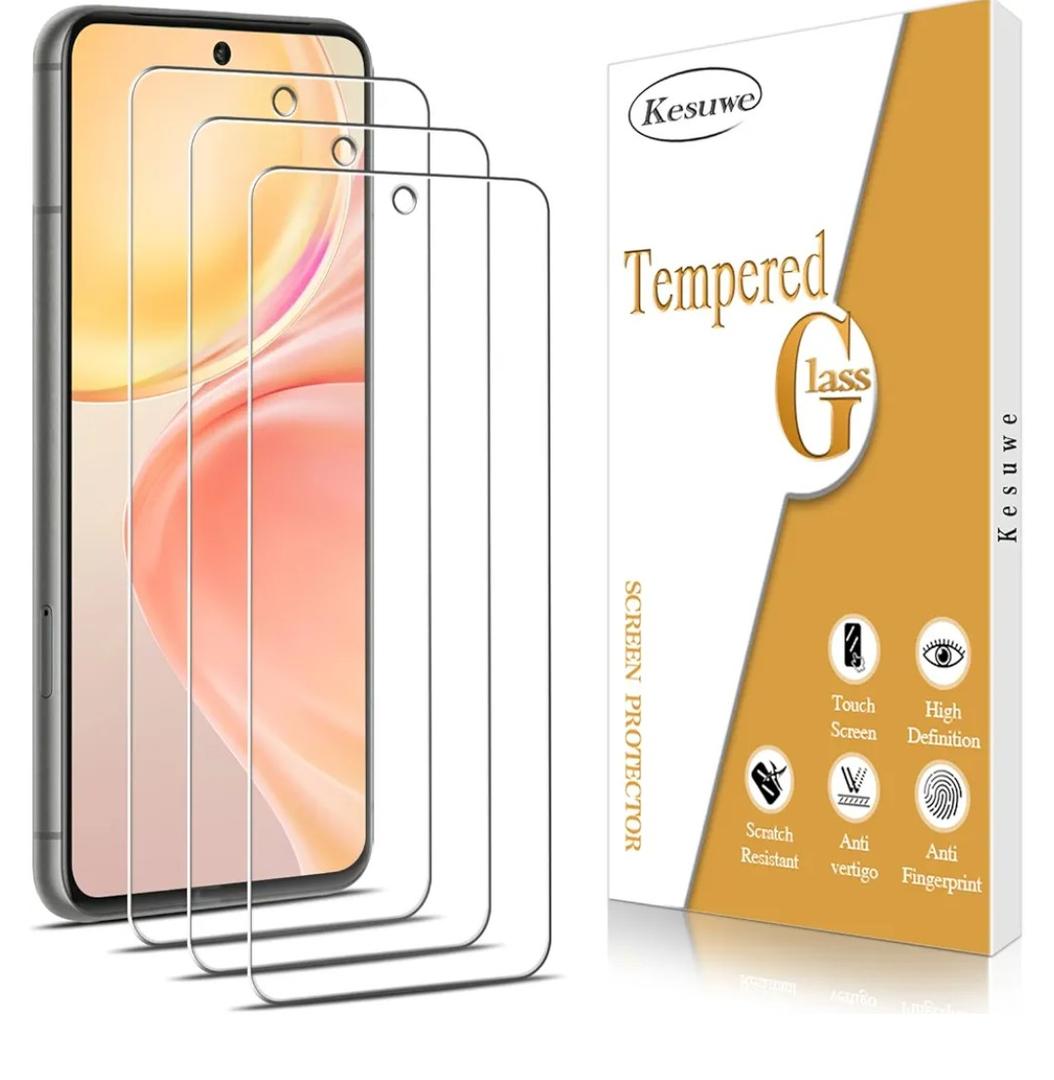 Kesuwe [3 Pack Screen Protector for Google Pixel 8 Tempered Glass, Support Fingerprint Unlock, Anti Scratch, HD Clear, 9H Hardness, HD Ultra-thin, Bubble Free, Case Friendly, Easy Installation