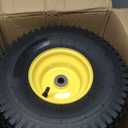 AR-PRO Exact Replacement 15" x 6.00-6" Front Tire and Wheel Assemblies Compatible with John Deere Riding Mowers 100 and D100 Series - 3" Centered Hub and 3/4" Bushings, 4Ply Pneumatic (Set of 2) (Yellow)