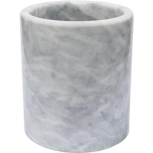 HillSpring Large Marble Kitchen Utensil Holder for Countertop, Tool Organizer with Protective Padded Base, Farmhouse Decor Gift, Wine Chiller Bucket, 6.4", Grey