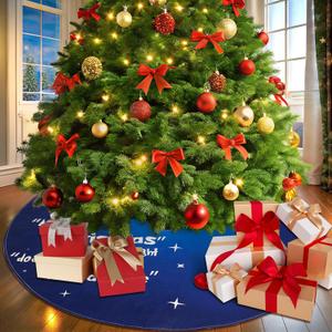 Christmas Tree Skirt 48 Inch, Green Tree Skirts Collar for Home Winter Decorations Xmas Trees Holiday Indoor Decor (Blue, 48 Inch)