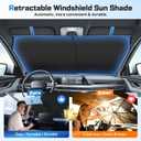 Retractable Car Windshield Sun Shade Automatic Sunshade, Protect Interior from Sun Rays & Heat Damage for Daily Parking & Road Trips, Universal for Cars Suvs Trucks (Not for High Curve & Dashboard)