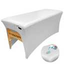 Wipeable Lash Bed Cover Massage Table Cover Waterproof and Reusable Wax Bed Cover for Esthetician, High Elasticity Vegan Leather Tablecloths for 6 FT Rectangular Table (White) (Non Pocket)