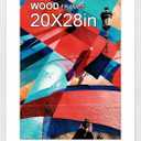 20x28 Poster Frame Matted to 16x24 White Soild Wood Display Picture Puzzle Artwork Canvas Art Painting 16 by 24 with Mat Opening or 20 x 28 without Mat Horizontal or Vertical for Wall Hanging