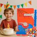 Number 5 Birthday Pinata for Kids, Spider Theme Pinata 16 Inch with Stick, Blindfold & Confetti, Superhero Party Decorations for Boys and Girls (5th)