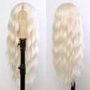 GIANNAY White Blonde Wig, Platinum Blonde Wig Curly Wig Long White Loose Wave Wigs for White Women Blonde Synthetic Heat Resistant Lace Front Wig for Black Women Light Color Lace Wig Cosplay Fairy Wig