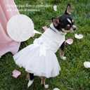 XPUDAC Dog Wedding Dress for Small Dogs Girl, White, S | Lightweight, Breathable, Hook and Loop Closure, Tutu Skirt, Bow with Rhinestones, Flower Lace Embroidery, Party Birthday