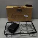 Sakugi Dish Drying Rack in Sink - Expandable Stainless Steel Dish Rack Over the Sink, Kitchen Sink Drain Strainer with Cutlery Holder & Cup Holders, 15.4 x 9.8 x 3.0 Inch, Black