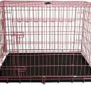 30-Inch Folding Metal Dog Crate for Small and Medium Breeds Double Door, Removable Tray, and Carry Handle Ideal for Indoor - Pink