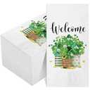 Outus 100 Pcs St. Patrick's Day Napkins Welcome Shamrocks Paper Guest Towels Disposable Green Hand Towels Clovers for Home and Kitchen Saint Patty's Day Irish Cultural Party Supplies