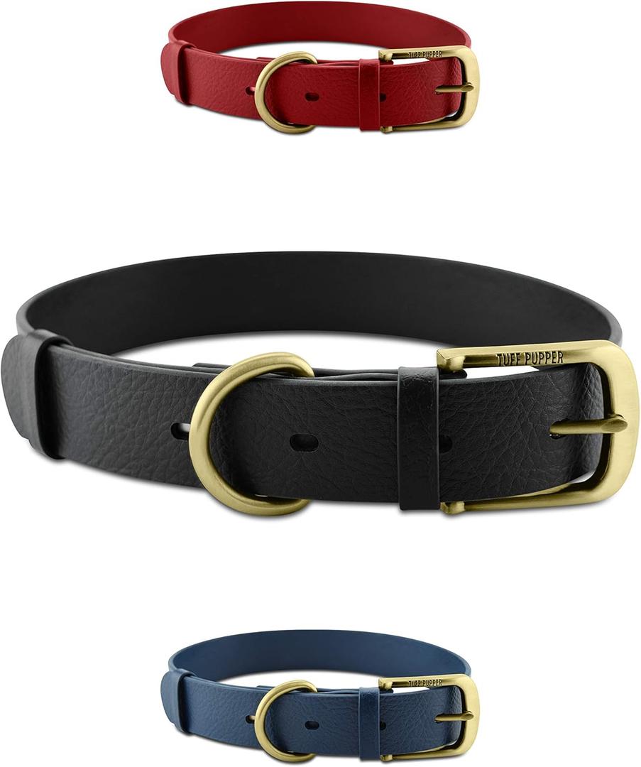 Tuff Pupper Classic Heavy Duty Dog Collar | 10x Stronger Than Leather | 100% Waterproof & Odor Proof Dog Collar | Tough Rust-Proof All Metal Hardware (Epic Black)