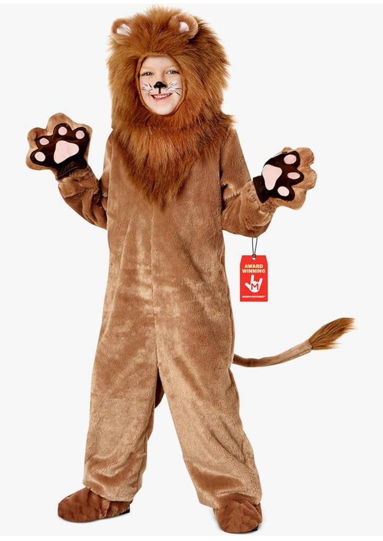 Morph Deluxe Lion Costume Kids, Lion Mane Costume Halloween Costumes For Boys, Girls and Toddlers, Kid Halloween Costumes, XL