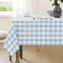 Checkered Tablecloth Rectangle Gingham Table Cloths Waterproof Wrinkle Free Buffalo Plaid Table Covers Washable for Dining, Parties & Outdoor Picnic(Light Blue,60"84")