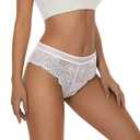 CCTOO Sexy Seamless Thongs for Women Lace Underwear Breathable Low Rise Soft Stretch Panties White L