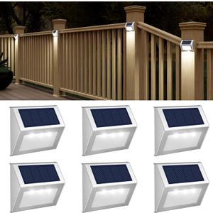 JSOT Outdoor Solar Lights - Solar Powered Deck Lights Waterproof Light for Fence Post Light Outside for Backyard Patio Stair Wall Lighting, 3LED Cool Light 6 Pack JSOT Outdoor Solar Lights - Solar Powered Deck Lights Waterproof Light for Fence Post Light Outside for Backyard Patio Stair Wall Lighting, 3LED Cool Light 6 Pack