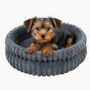 Calming Dog Beds for Small Dogs, Faux Rabbit Fur Round Anti-Anxiety Pet Bed for Kittens & Puppies, Fluffy Puppy Bed with Washable Cushion & Detachable Cover, 20"