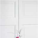 mDesign Modern Metal Long Easy Reach Over-The-Door 4 Prong Hook to Hang Coats, Jackets, Robes, Hoodies, Clothing, Scarves, Leashes, Purses, Hats, Towels, 24" Tall, 2 Pack - White