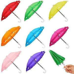 Eccliy 8 Pcs Mini Doll Umbrella 11.8 Inch Colorful Tiny Plant Umbrella Beach Sunny Rainy 1:6 Scale Doll Toys Decorations Cute Parasol for Photography Props Supplies, 8 Colors (Classic Color)