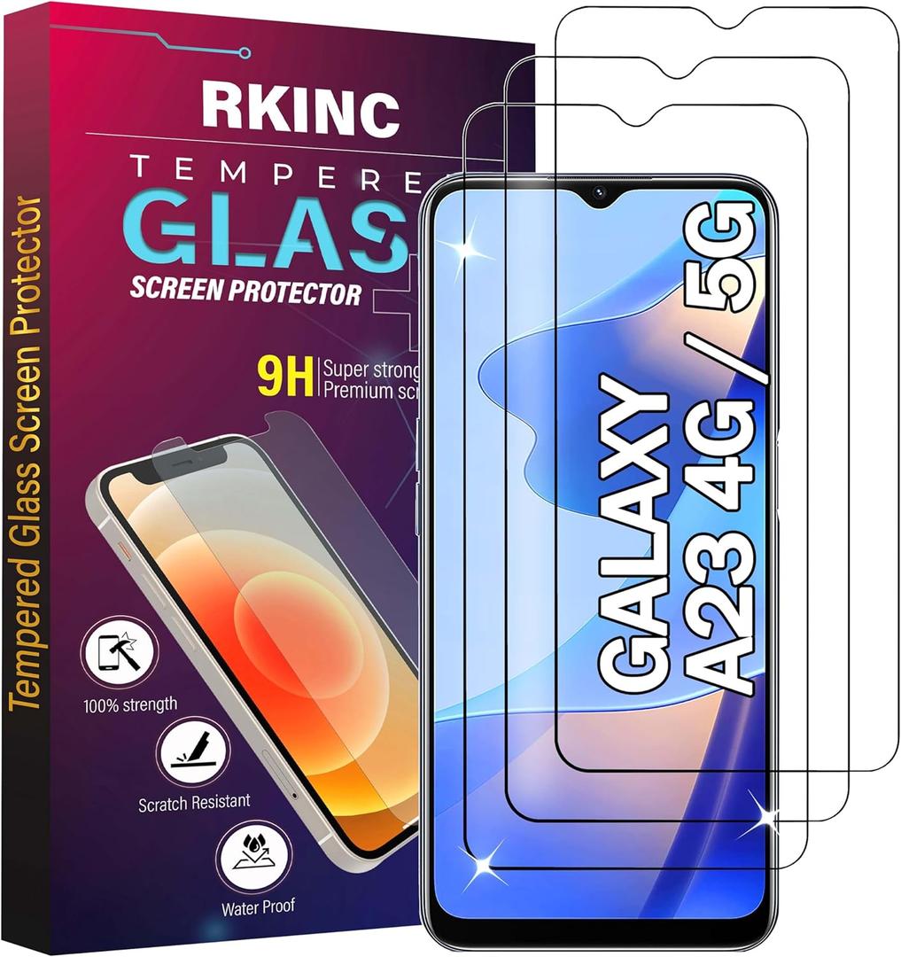 5 x RKINC Screen Protector [3-Pack] for Samsung Galaxy A23 5G / Galaxy A23 5G UW, Tempered Glass Film Screen Protector, 0.33mm [LifetimeWarranty][Bubble-Free][Anti-Scratch][Anti-Shatter]