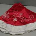 XAMSHOR Red Christmas Tree Skirt 32 Inches Snow Sequin Embroidery with White Trim Border Decor for Xmas Holiday Party Ornaments