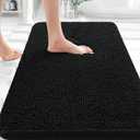 OLANLY Bathroom Rugs 35x24, Extra Soft Absorbent Chenille Bath Rugs, Rubber Backing Quick Dry, Machine Washable Bath Mats for Bathroom Floor, Tub and Shower, Home Decor Accessories, Black