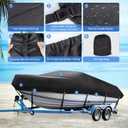 Mancro Boat Cover, 17-19ft Waterproof Trailerable Boat Cover, Heavy Duty UV Resistant Marine Grade Outboard Cover Compatible for Bass Boat, Fits Bayliner Tri-Hull V-Hull Fishing Runabout Boat, Black