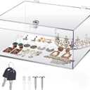 Clear Acrylic Locking Display Case with Keys Large Medication Lock Box Snack Fridge Lock Acrylic Figure Display Case Storage Box for Collectibles Figures Jewelry Toy(12.2" X 5.75" X 4.6")