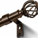 Curtain Rods for Windows 28-48 Inch(2.3-4Ft), Bronze Small Decorative Curtain Rod Adjustable, Heavy Duty 1 Inch Drapery Rod for Living Room Bedroom Kitchen Samll Windows