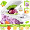 Vegetable Chopper - Multifunctional 15 in 1 Professional Food Chopper - Dicer, Cutter, Egg Slicer (White)