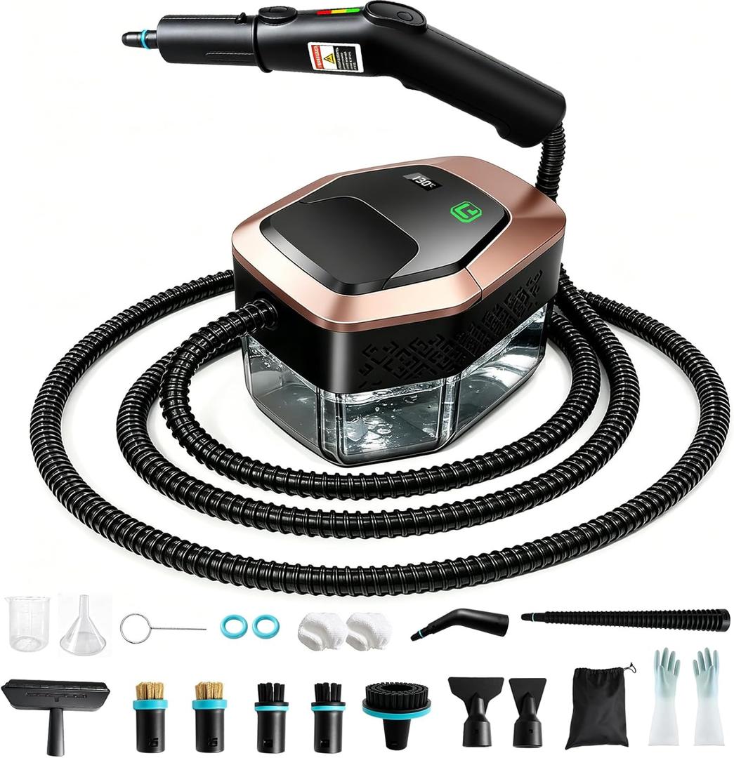 Steam Cleaner for Home & Car, 3-Level Adjustable Pressurized Steamer for Cleaning, 10s Heat-Up, 1.8L Large Tank, Handheld Portable Steamer Cleaner for Furniture,Upholstery,Grout,Tile,Walls, Bathroom
