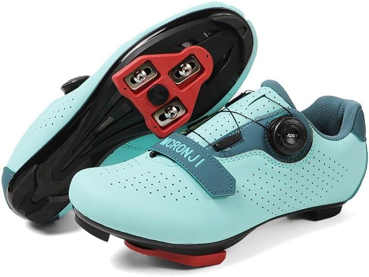 Cycling Shoes, Unisex Delta Cleats Compatible, Indoor Peloton and Outdoor Road Bike Shoes for Men and Women (Teal)