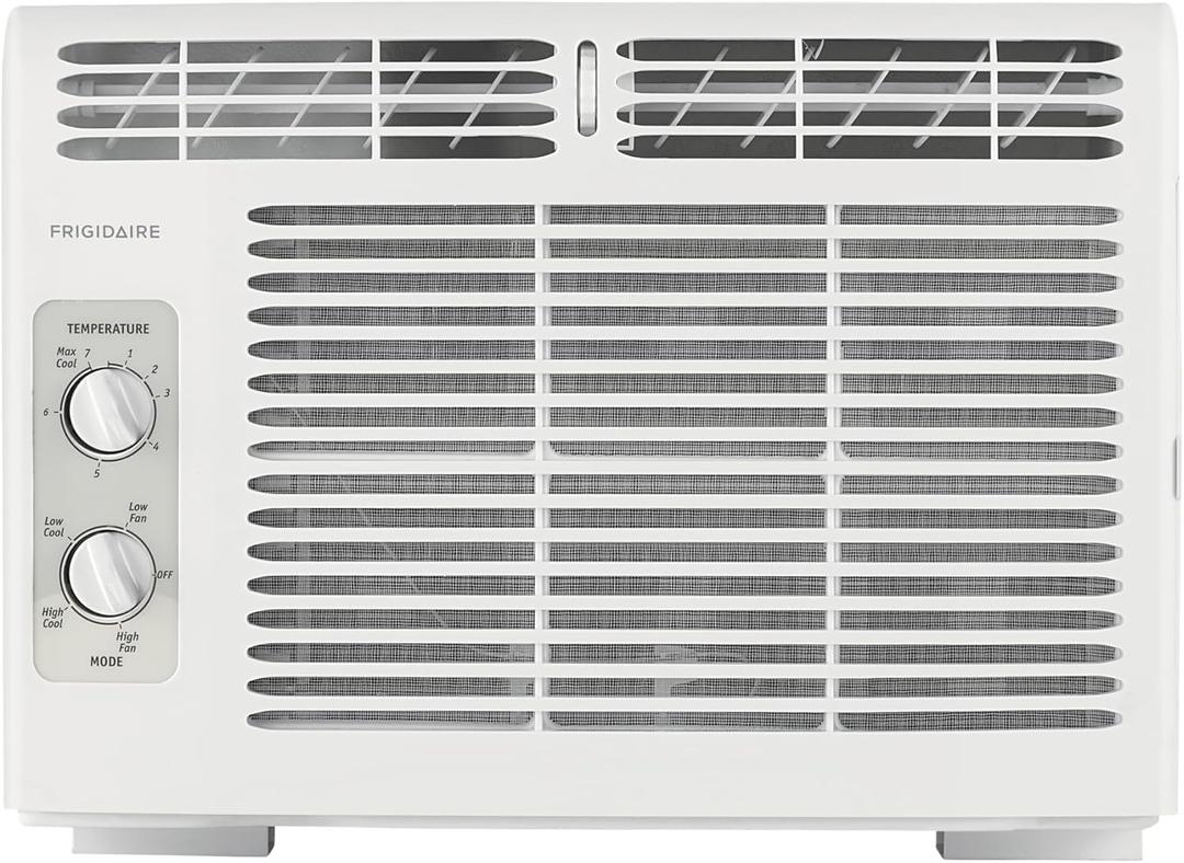 Frigidaire 5,000 BTU Window-Mounted Air Conditioner, Cools Up to 150 Sq. Ft., Quiet Operation, Effortless Temperature Control, 2 Fan Speeds, Auto Restart, White